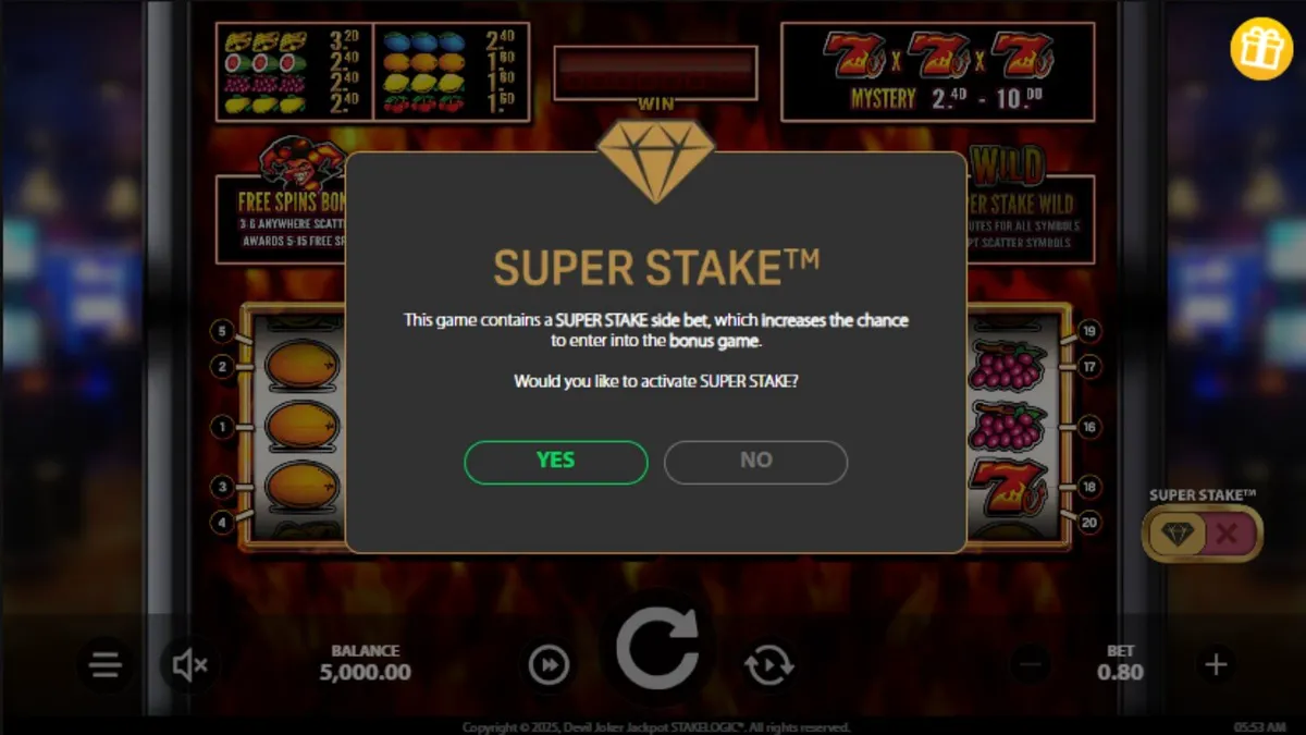 Devil Joker Jackpot slot machine interface